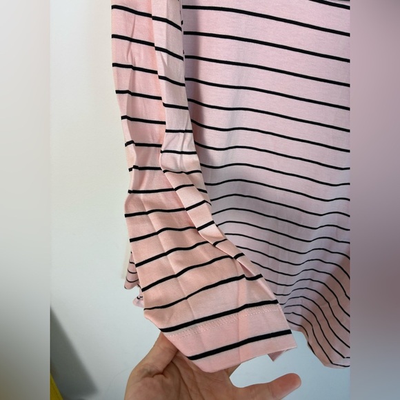 Jones New York Women 3X Pink Striped Boat Neck Tunic Button Accent Sailor - Picture 10 of 12